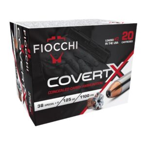 Fiocchi CovertX Handgun Ammunition .38 Spl(+P) 125gr JHP 1100 fps 20/ct