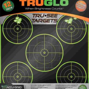 TRUGLO TRU-SEE Self Adhesive Targets - 5 Bullseye 12x12 Green 12 Pack