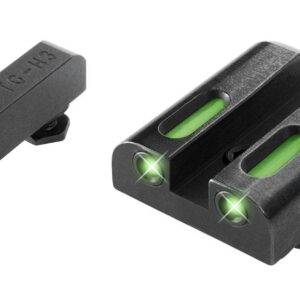 Truglo TFX Tritium/Fiber Optic Day/Night Sights Fits Glock 20 21 25 28 29 30 31 32 37 40 and 41 - White Outline Front/Rear Green