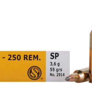 Sellier & Bellot Rifle Ammunition .22-250 Rem 55 gr SP - 20/box