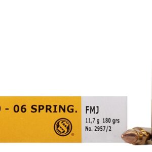 Sellier & Bellot Rifle Ammunition .30-06 Sprg 180 gr FMJ 2675 fps - 20/box