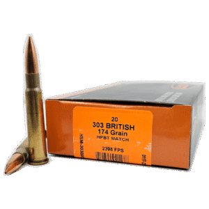 HSM AMMUNITION 303 BRITISH 174GR HPBT MATCH 20RD BOX 20 BOXES PER CASE
