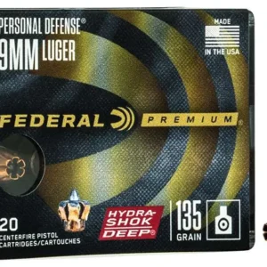 FEDERAL 9MM LUGER 135GR HYDRA-SHOK DEEP HP 20 RD/BX 10 BX/CS