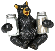 RIVERS EDGE BEAR HOLDING GLASS - SALT & PEPPER SHAKERS