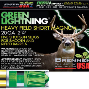 BRENNEKE USA GREEN LIGHTNING - 20GA 2.75" 1OZ SLUG 5RD 50BX/C