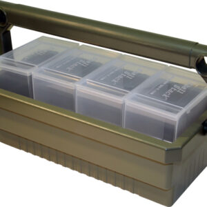 MTM SHOTSHELL BOX CADDY W/ 4 - SS25 RND CLEAR SHOTSHELL BOXES