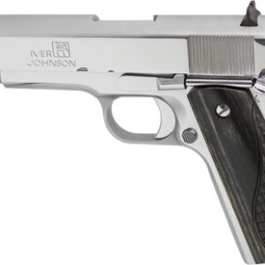 IVER JOHNSON 1911A1 45ACP 5" - FS 8RD CHROME BLACK WOOD GRIP