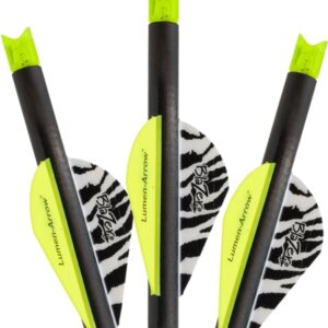 LUMENOK XBOW ARROW 20" CARBON - GRN LIGHTED CRESCENT NOCK 3PK