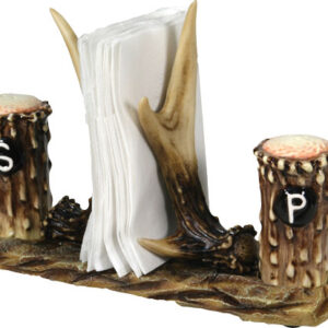 RIVERS EDGE RESIN ANTLER SALT - & PEPPER SHAKERS NAPKIN HOLDER