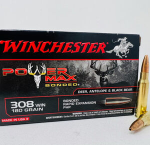 Winchester 308 Win Ammunition Power Max Bonded X3086BP 180 Grain Bonded Rapid Expansion Protected Hollow Point 20 Rounds