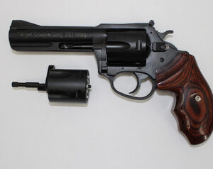 Charter Arms Model 13942 Target Double Dog .357 Magnum W/ 9mm Conversion Cylinder 4.2" 5 Rounds Black/Walnut
